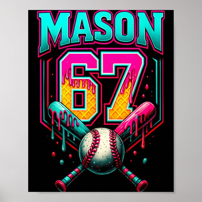 Mason 67 Funny Ice Cream Drip Baseball Ice Cream D Poster (Framsidan)