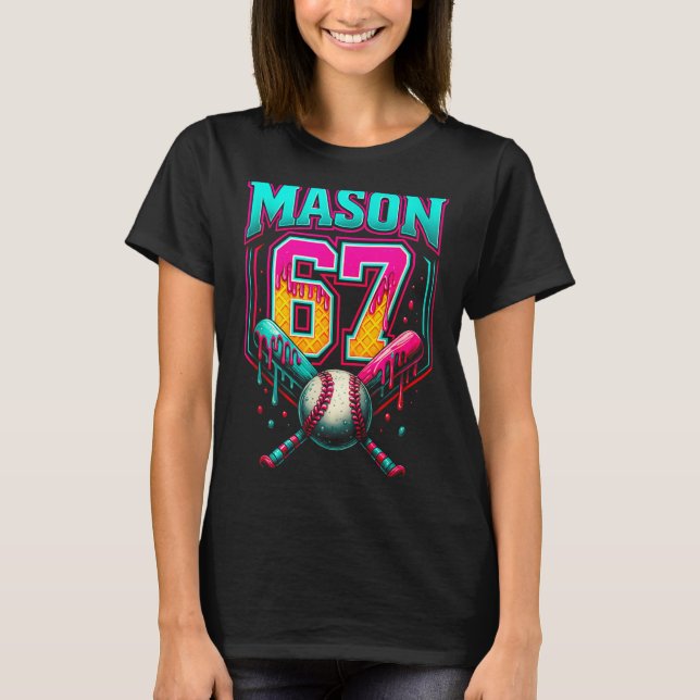 Mason 67 Funny Ice Cream Drip Baseball Ice Cream D T Shirt (Framsida)