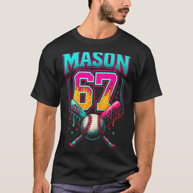 Mason 67 Funny Ice Cream Drip Baseball Ice Cream D T Shirt (Framsida)