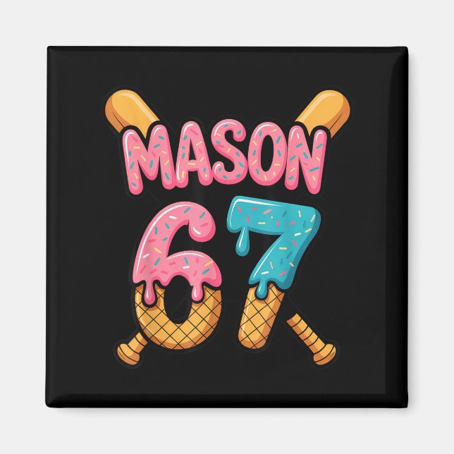 Mason 67 Glass Strimma Baseball Magnet (Framsidan)