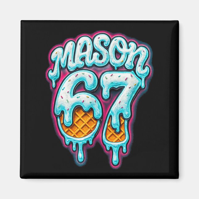 Mason 67 Glass Strömmar Six Seven Meme 6 7 Tonårsp Magnet (Framsidan)