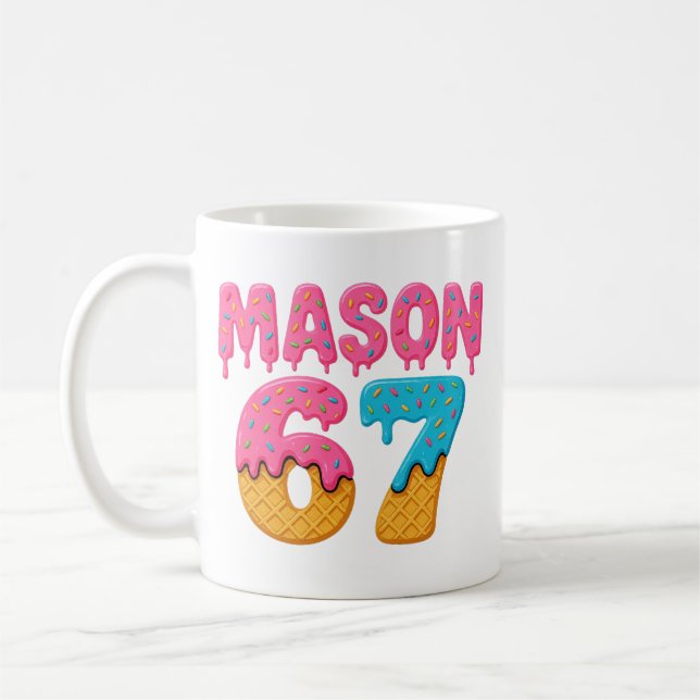 Mason 67 Glasskrem Meme Rolig Six Seven mason glas Kaffemugg (Vänster)
