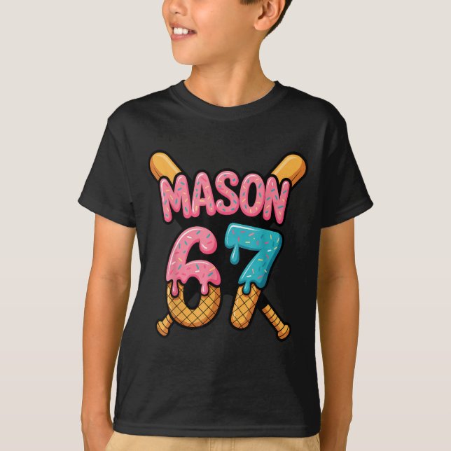 Mason 67 Ice Cream Drip Baseball  T Shirt (Framsida)