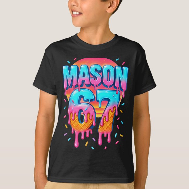 Mason 67 Kostym Glass Baseball Drip 6 7 Meme  T Shirt (Framsida)