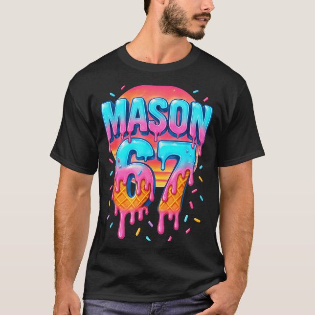 Mason 67 Kostym Glass Baseball Drip 6 7 Meme  T Shirt (Framsida)