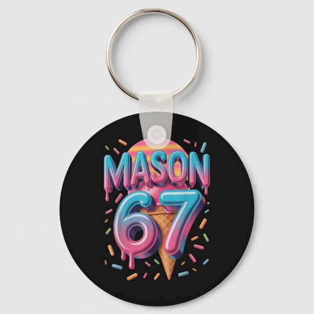 Mason 67 Meme Glass Strömmande Bysebyll _1  Nyckelring (Framsida)