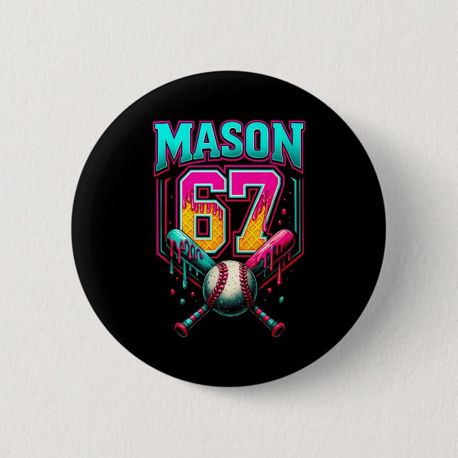 Mason 67 Rolig Glassdropps-Baseboll Glass D Knapp (Framsida)
