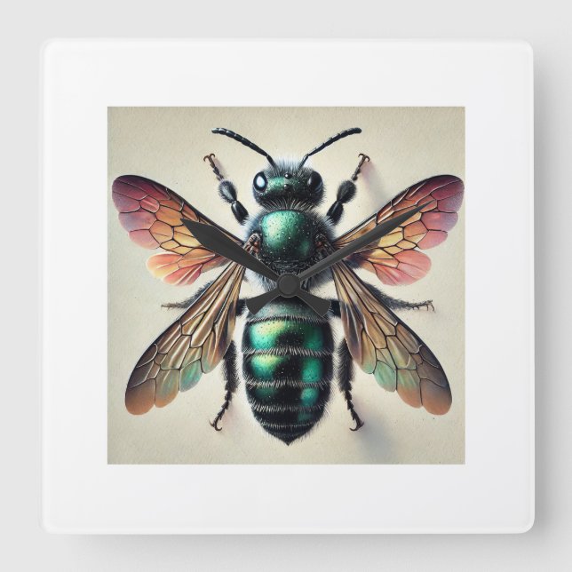 mason bee 081024IREF247 - Watercolor Fyrkantig Klocka (Framsida)