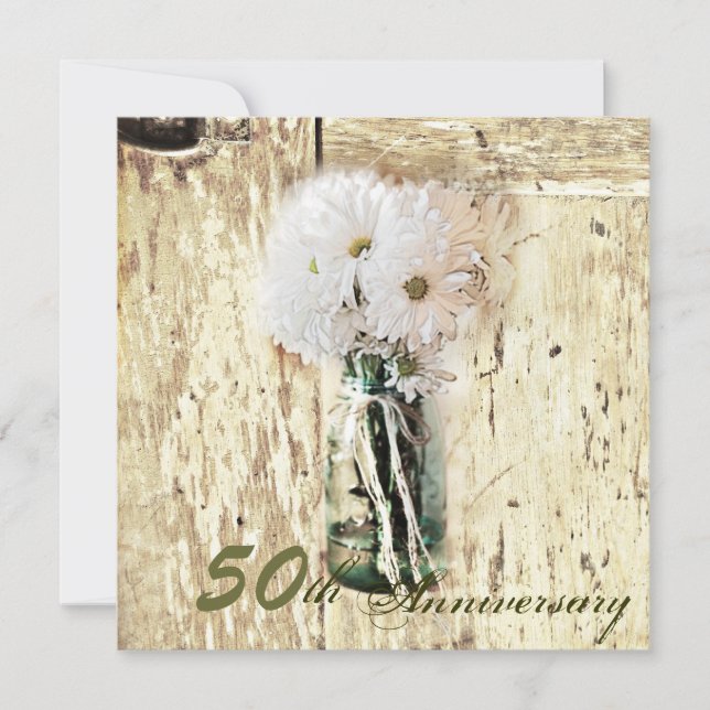 Mason burk 50:e bröllop-årsdagen för daisyn i land inbjudningar (Framsida)