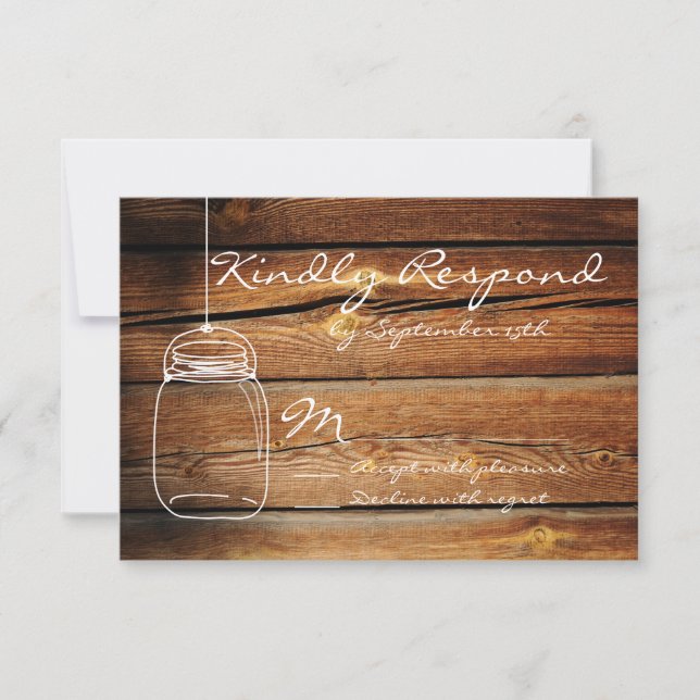 Mason Burk Barn Wood Bröllop OSA Cards Kort (Framsida)