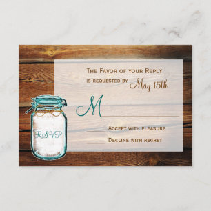 Mason Burk Barn Wood Rustic Bröllop OSA Card Kort
