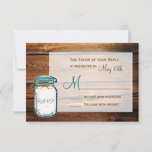 Mason Burk Barn Wood Rustic Bröllop OSA Card Kort (Framsida)