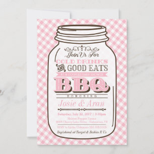 Mason Burk BBQ-inbjudan, Par Baby Shower Girl Inbjudningar
