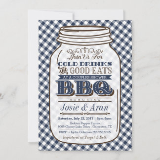 Mason Burk BBQ-inbjudan, Par Shower Navy Blue Inbjudningar