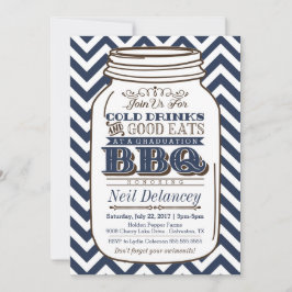 Mason Burk BBQ Studenten bjudande, Chevron Navy Inbjudningar