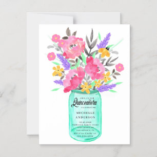 Mason Burk Blommigt Bouquet Quinceanera Magnetic C Magnetisk Inbjudningskort