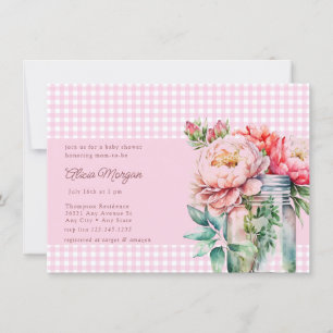 Mason Burk Blommigt   Rustic Baby Shower Inbjudningar