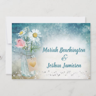 *~* Mason Burk Blommigt Rustic Watercolor Bröllop Inbjudningar