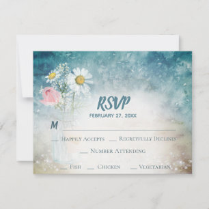 *~* Mason Burk Blommigt Rustic Watercolor Bröllop OSA Kort
