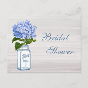 Mason Burk & Blue Hydrangea Grått Möhippa Inbjudningar