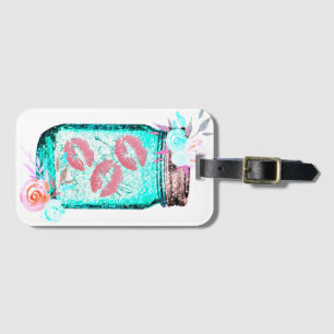 Mason burk butterfly kyss blommigt rosa teal bagagebricka