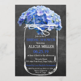Mason Burk Chalkboard Blue Hydrangeas Möhippa Inbjudningar