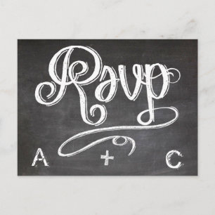 Mason Burk Chalkboard Bröllop OSA Response Inbjudan Vykort