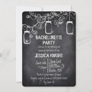 Mason Burk Chalkboard Rustic Bachelorette Party In Inbjudningar