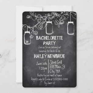 Mason Burk Chalkboard Rustic Bachelorette Party Inbjudningar