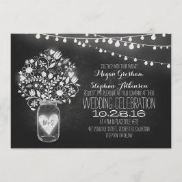Mason burk chalkboard string string ljus bröllopsi inbjudningar
