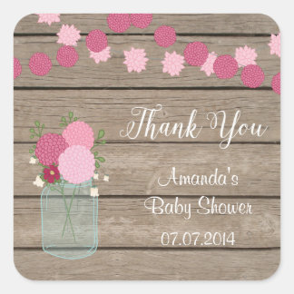 Mason Burk Dahlia Baby Shower Tack Stickers Fyrkantigt Klistermärke