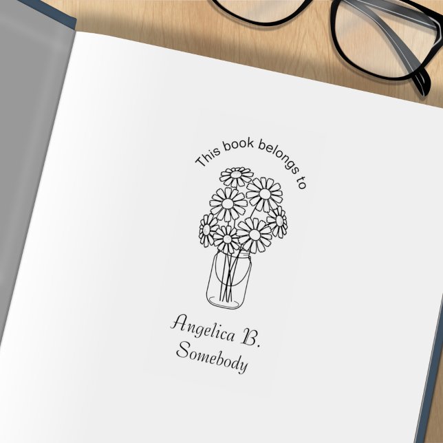 Mason Burk Daisy Flowers Bouquet Bookplate Stämpel (Skapare uppladdad)