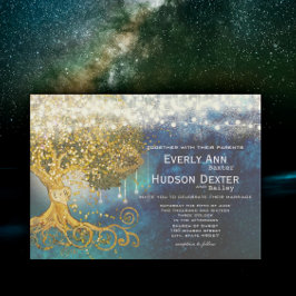 Mason Burk Fairytale Blue Opulence & Guld Bröllop Inbjudningar