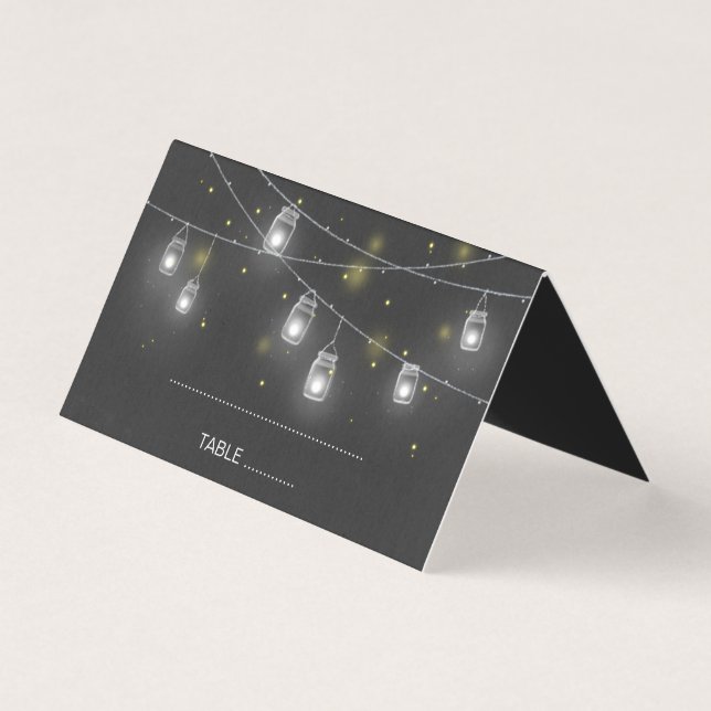 Mason Burk Fireflies Chalkboard Bröllop Place Card Kort (Framsida)