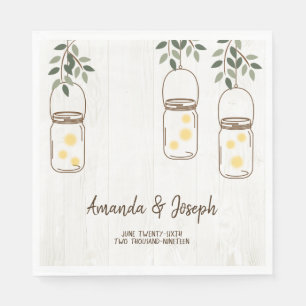 Mason Burk & Fireflies Rustic Bröllop Napkins Pappersservett