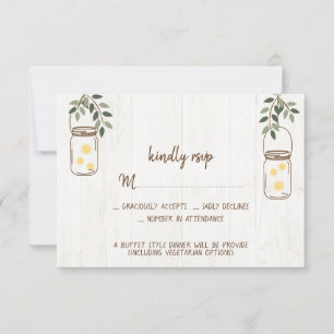 Mason Burk & Fireflies Rustic Bröllop OSA Card Kort