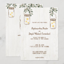 Mason Burk & Fireflies Rustic bröllopsinbjudningar