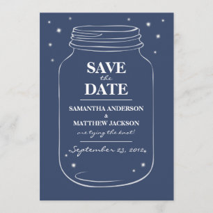 Mason Burk Fireflies Save Date Card - flottan Spara Datumet