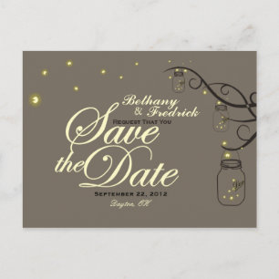 Mason Burk & Firefly Save the Date Postcard Latte Meddelande Vykort