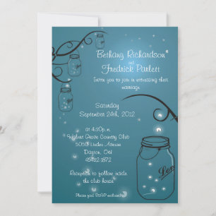 Mason Burk Firefly Wedding bjudande blåa blåsor Inbjudningar