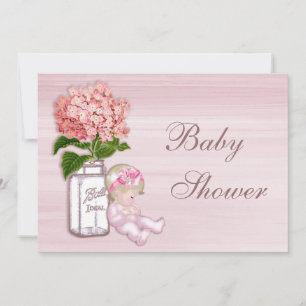 Mason Burk, Flicka, Rosa Hydrangea Baby Shower Inbjudningar