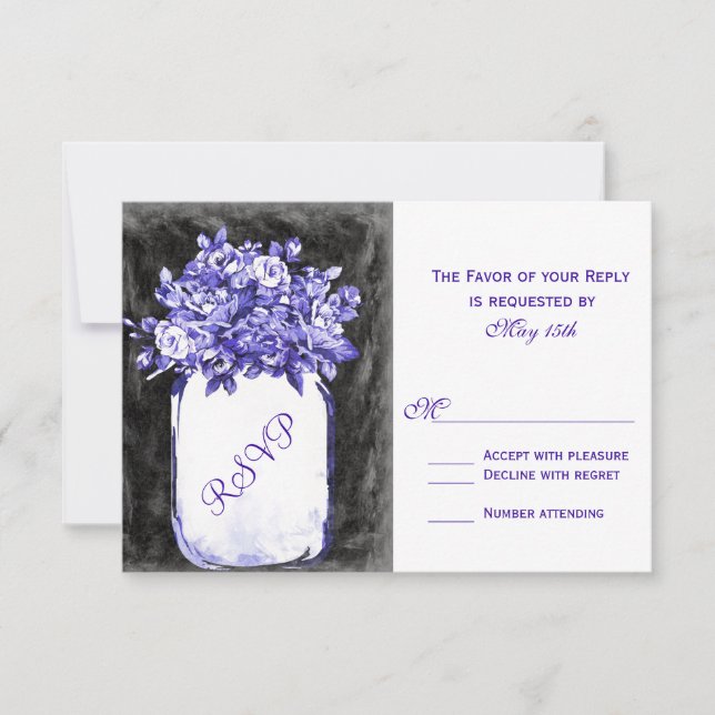 Mason Burk Flowers Chalkboard Indigo OSA kort (Framsida)