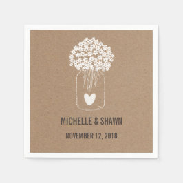 Mason Burk Flowers Cute Heart Landsbyggsbröllop Pappersservett