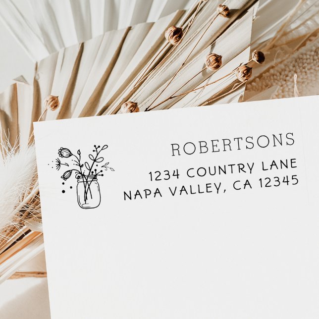 Mason Burk Flowers | Familj Namn Returadress Stämpel (Skapare uppladdad)