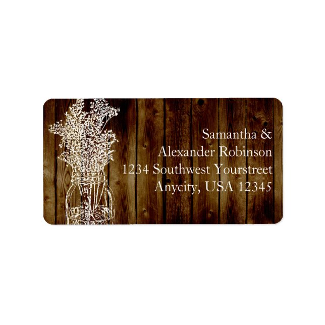 Mason Burk Frimärke om Mörk Wood Plank Adressetikett (Framsidan)