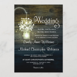 Mason Burk glowing Ljus blommigt rustic bröllop Inbjudningar