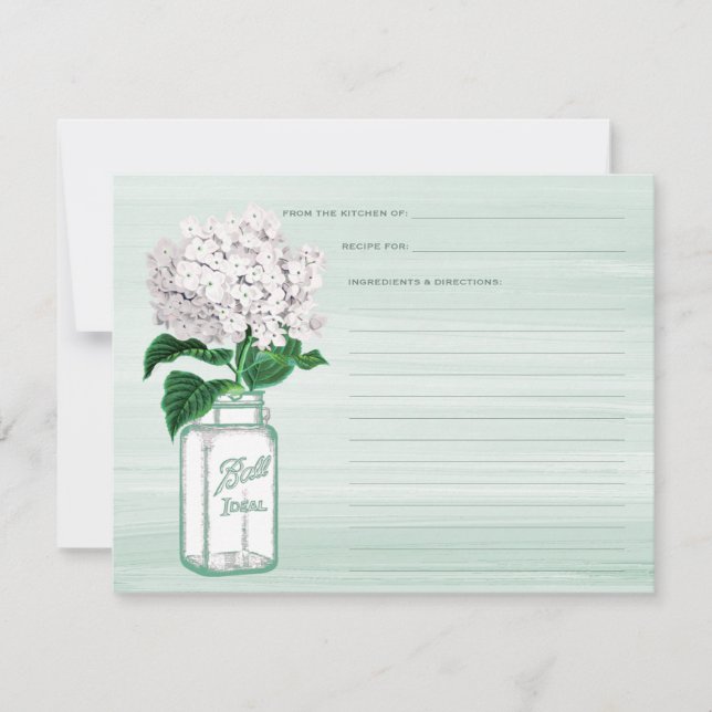 Mason Burk & Hydrangea Mint Grönt Recept Card (Framsida)