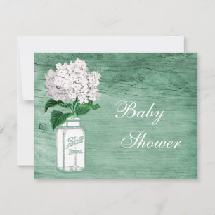 Mason Burk & Hydrangea Rustic Mint Baby Shower Inbjudningar