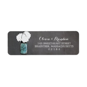 Mason Burk Hydrangeas Chalkboard Returadress Etikett