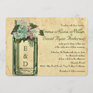 Mason Burk Hydrangeas Succulent Wedding bjudes in Inbjudningar